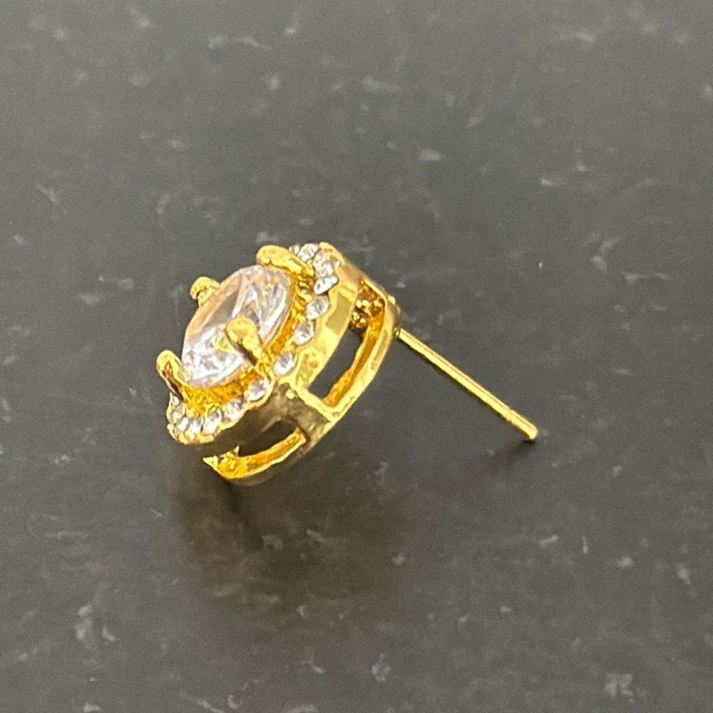 Firebright Open Halo Crystal Studs – .5” Gold Over Silver Brilliant Earrings - Picture 6 of 7